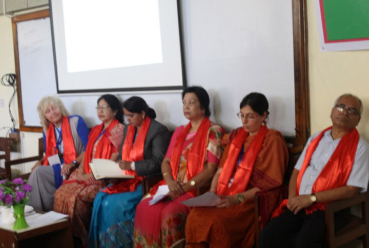 Inaugural Session (SSAWM- October 2017): L-R: Prof. S. Wiegand, Prof. S. Bajracharya, A. Koirala (Minister, WCSW), Prof. R. Joshi (CC, PK), Prof. S. Faridi, Prof. K. N. Uprety (HOD, CDM)